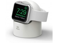 elago W2 Charger Stand Compatible with Apple Watch Series 6/SE/5/4/3/2/1(44mm, 42mm, 40mm, 38mm), Durable Silicone, Works with Nightstand Mode (White)