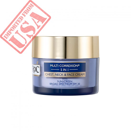 Roc Multi Correxion 5 en 1 Crema de pecho, cuello y cara con SPF 30, Hexyl-R Complex y Vitamina E, 1.7 onzas