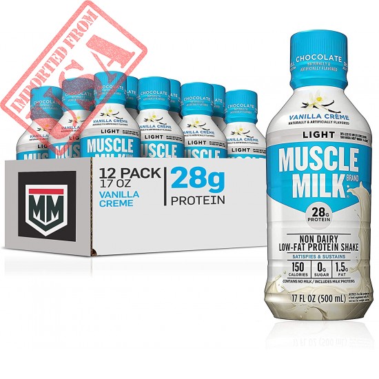 Muscle Milk Muscle Milk Light Protein Shake, Vanilla Creme, 28g Protein, 17 FL OZ, 12 Count