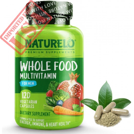 NATURELO Whole Food Multivitamin for Men - with Vitamins, Minerals, Organic Herbal Extracts - Vegetarian - for Energy, Brain, Heart, Eye Health - 120 Vegan Capsules