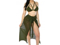 Original Kisscynest Women's Straps Cut Out Mesh Maxi Skirt Coverup Three Pieces Swimsuit sale in Pakistan