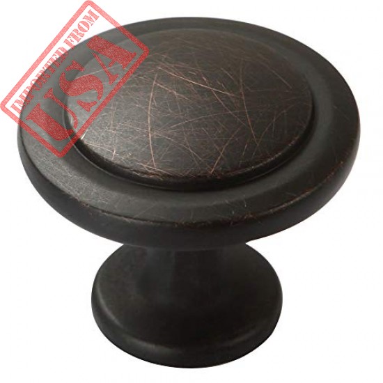 Amazer Cabinet Round Knobs, Oil Rubbed Bronze Traditional Cabinet Furniture Hardware Round Pull Knob with Random Lines - 1-1/4