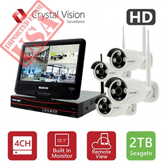Buy Crystal Vision CVT9604E-3010W All-in-One True HD Wireless Surveillance System NVR,UK imported Sale in Pakistan