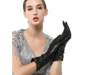 womens italian lambskin leather glove winter warm long fleece lining gloves shop online in pakistan