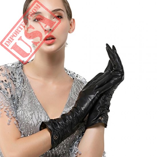 womens italian lambskin leather glove winter warm long fleece lining gloves shop online in pakistan