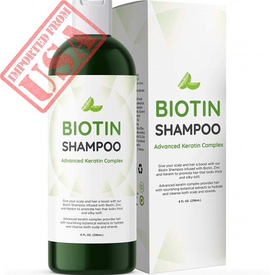 Natural Biotin Shampoo for Men and Women - Sulfate Free Volumizing Shampoo for Thinning Hair with Biotin Keratin and Essential Oils for Hair Care - Advanced Thin Hair Shampoo with Biotin Hair Vitamins