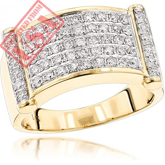 LUXURMAN Rings for Men Unique 14k Gold Mens Natural Diamond Band for Him (1.25 Ct, G-H Color)