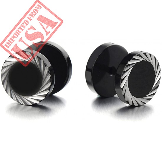 Buy Original Imported Black Stainless Steel Men Earrings Online in Pakistan