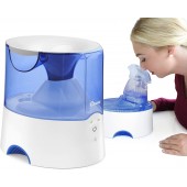 Crane 2 in 1 Personal Steam Inhaler & Warm Mist Humidifier, 0.5 Gallon, Filter Free, Whisper Quite, Germ Free Mist, for Home Bedroom and Office, FSA Elidable, Blue & White