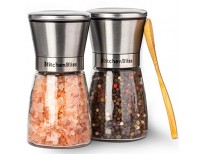Professional Salt and Pepper Grinder Set – Premium Stainless Steel Salt and Pepper Shakers with Ceramic Spice Grinder Mill for Adjustable Coarseness - Free Bonus.