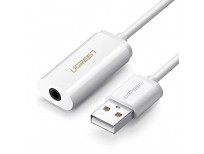 UGREEN USB Sound Card External Converter USB Audio Adapter with 3.5mm Aux Stereo for Headset, PC, Laptops, Desktops, PS4, Windows, Mac, and Linux White