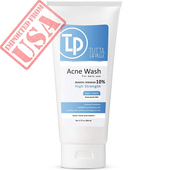 Benzoyl Peroxide Body Wash 10% - Acne Face Wash & Acne Body Wash - Butt Acne Treatment & Back Acne Treatment - Highest Grade Medical Facial Cleanser, Maximum Strength Acne Wash 6.7 oz