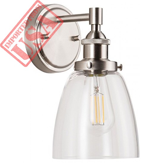 Fiorentino LED Industrial Wall Sconce – Brushed Nickel w/ Clear Glass sale in Pakistan