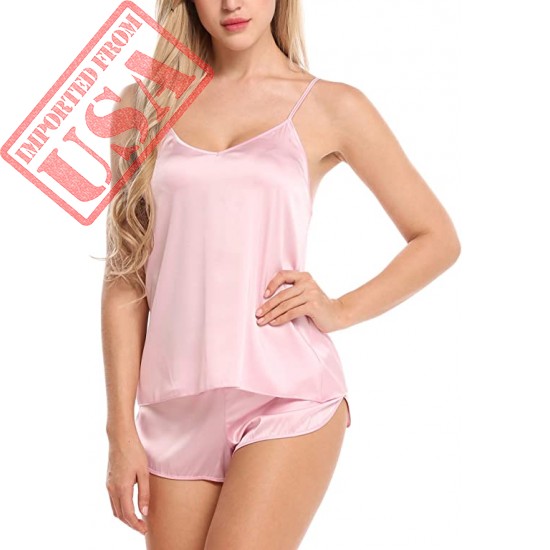 Ekouaer Sleepwear Womens Sexy Lingerie Satin Pajamas Cami Shorts Set Nightwear XS-XXL