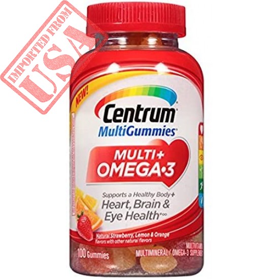 Best Centrum MultiGummies Multi + Omega-3 Multivitamin, Strawberry, Lemon, Orange Shop in Pakistan