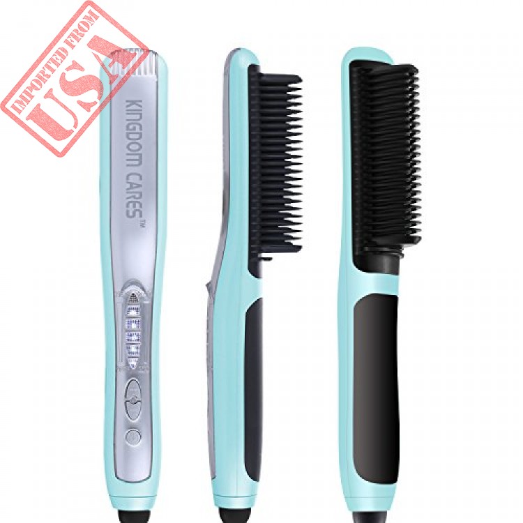 KINGDOMCARES Professional Ceramic Hair Straightening Brush Anti Scald Hair Straightener Comb Blue