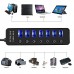 Buy Original 7 Port USB Data Hub with Power Adapter and Charging Port Imported from USA