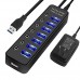 Buy Original 7 Port USB Data Hub with Power Adapter and Charging Port Imported from USA