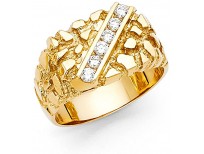 14k Yellow Gold Solid Men's Nugget Ring