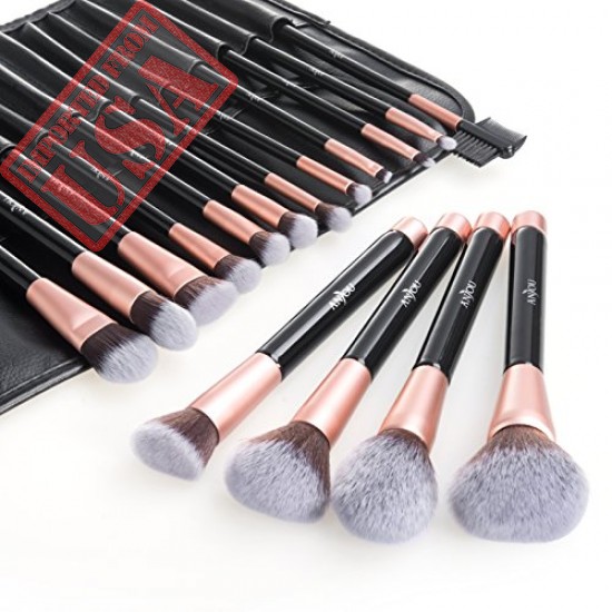 BUY ANJOU MAKEUP BRUSH SET, 16PCS PREMIUM COSMETIC BRUSHES FOR FOUNDATION BLENDING BLUSH CONCEALER EYE SHADOW IMPORTED FROM USA