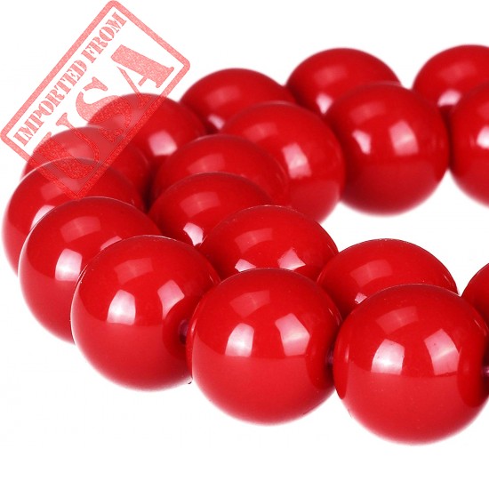 Buy RUBYCA Round Opaque Painted Druk Czech Glass Beads - Bulk Jewelry Making Supplies Strand in Pakistan