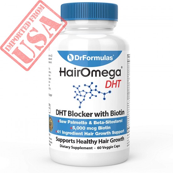 DrFormulas HairOmega DHT Blocker Biotin 5000 mcg Vitamins for Hair Growth Supplement | Hair Loss Pills for Men & Women sale in Pakistan