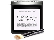 Activated Charcoal Mud Mask + FREE Facial Brush - Facial Mask For Deep Cleansing Exfoliation - Best for Shrinking Pores, Fight Acne, Black Head Remover & Blackhead Mask - 8.8 fl oz - Brooklyn Botany