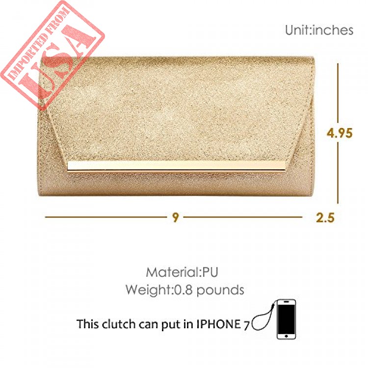 Women Evening Party Clutch Bags Handbag Bridal Wedding Purse (GOLD C)