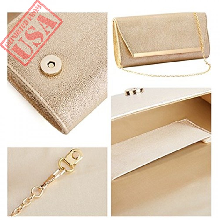 Women Evening Party Clutch Bags Handbag Bridal Wedding Purse (GOLD C)