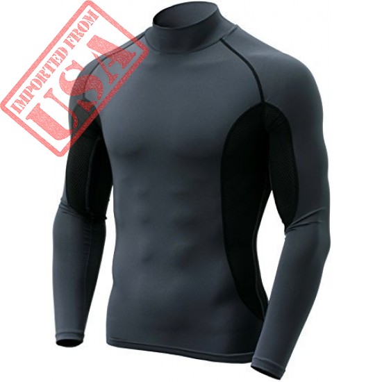 CQR Men's Mock Long-Sleeve Mesh-Side Compression Cool Baselayer Top online in Pakistan