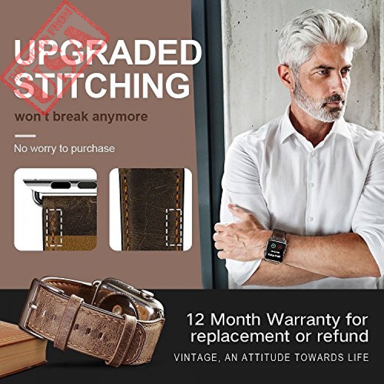 top4cus genuine leather i watch strap replacement band stainless