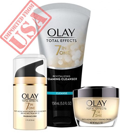 BUY OLAY TOTAL EFFECTS DAY TO NIGHT ANTI-AGING SKINCARE KIT WITH CLEANSER, SPF & NIGHT CREAM 100% ORIGINAL IMPORTED FROM USA
