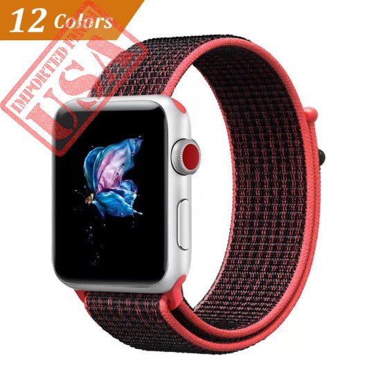 Nylon Sport Loop with Hook and Loop Fastener Adjustable Closure Wrist Strap Replacment Band for iWatch Series 1/2/3, 42mm by QIENGO now in Pakistan