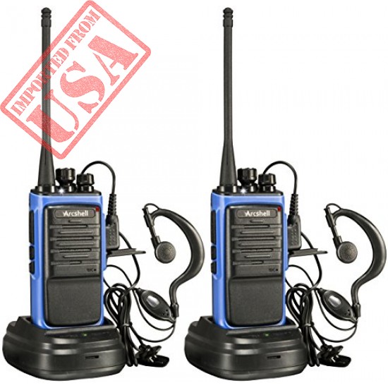 Arcshell Rechargeable Long Range Two-way Radios with Earpiece 2 Pack UHF 400-470Mhz Walkie Talkies Li-ion Battery and Charger included