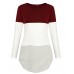 Aliex Women's Tunic Top Casual Long Sleeve T-Shirt Color Block Red S