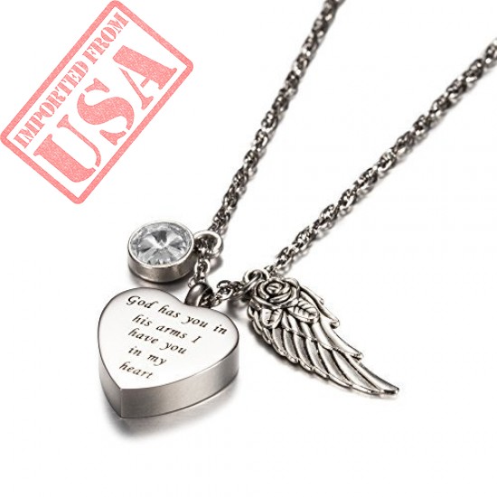 Get online Best quality Angel Wings Necklace with birth stone in Pakistan 