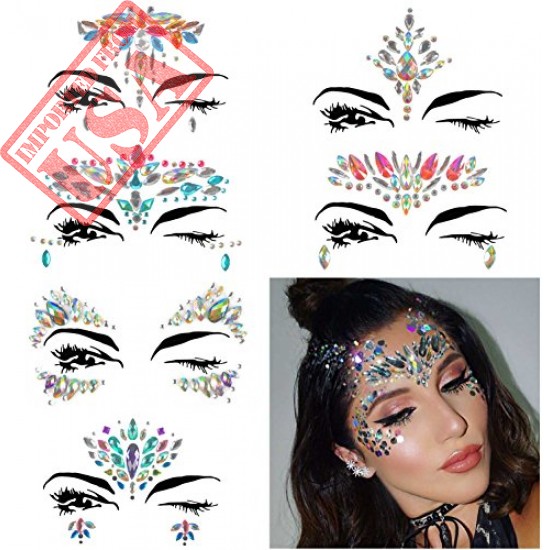 COKOHAPPY 6 Sets Rhinestone Mermaid Face Jewels Tattoo - BODY STICKERS Crystal Tears Gem Stones Bindi Temporary Stickers (Collection 1)