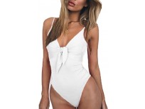 ESONALR Sexy Plunge V Neck Tie Up Knot Monokini Swimsuit For Women online in Pakistan