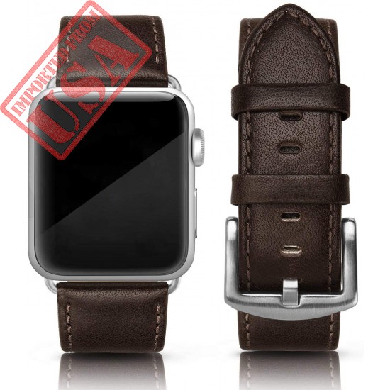 Original SWEES Leather Band Compatible for iWatch 42mm 44mm, Genuine Leather Vintage Wristband Compatible with iWatch Series 5, Series 4, Series 3, Series 2, Series 1, Online in Pakistan