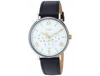 BUY TIMEX MEN'S TW2R80500 SOUTHVIEW 41 MULTIFUNCTION BLACK/WHITE LEATHER STRAP WATCH IMPORTED FROM USA