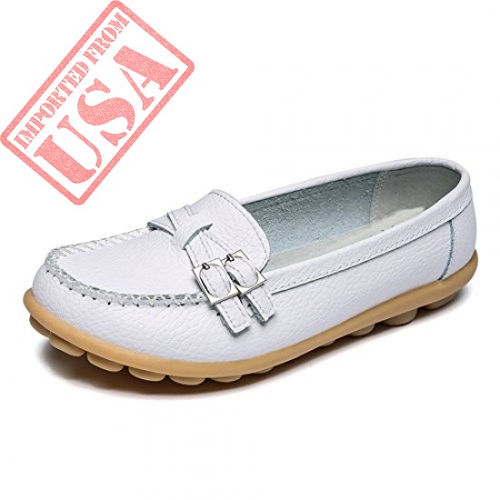 Original LINGTOM Casual Leather Loafers Driving Moccasins Flats Shoes for Women sale in Pakistan