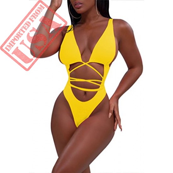 Buy Comfortable Yellow Hot Sexy String Thong Bikini Swimsuits for Women imported from USA
