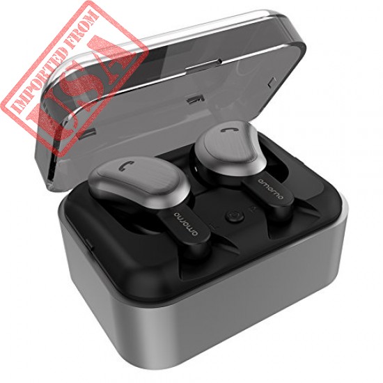 Original AMORNO Bluetooth Headphones, Mini Sweatproof Sports Headsets with Charging Case Built-in Mic sale in Pakistan