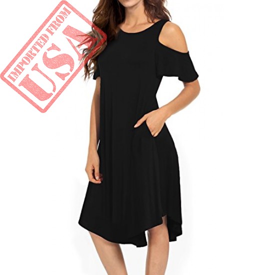 Buy online Imported Cold Shoulder Ladies Swing Dress in Pakistan 