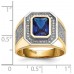 14k Yellow Gold Emerald-cut Blue Cubic Zirconia Mens Ring 