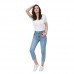 Buy Slch Svin Mom Straight Jeans Curvy Slim Light Blue Jeans For Women Imported From USA