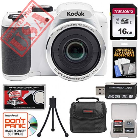 BUY KODAK PIXPRO AZ252 ASTRO ZOOM DIGITAL CAMERA (WHITE) WITH 16GB CARD + CASE + TRIPOD KIT IMPORTED FROM USA