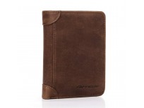 BUY FERRICOS RFID MEN COWHIDE LEATHER PORTRAIT SHORT PURSE EXTRA CAPACITY TRIFOLD INNER POCKET WALLET CARD CASE CASH COIN BAG MONEY CLIP ID PHOTO HOLDER MEN'S GIFT CRAZY HORSE BROWN IMPORTED FROM USA