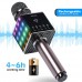 Portable Wireless Bluetooth Karaoke Microphone with LED lights, Built-in HIFI Dual-Speaker 10W and 2600mAH battery capacity, Handheld karaoke Mic Speaker Machine for Home KTV Birthday Party