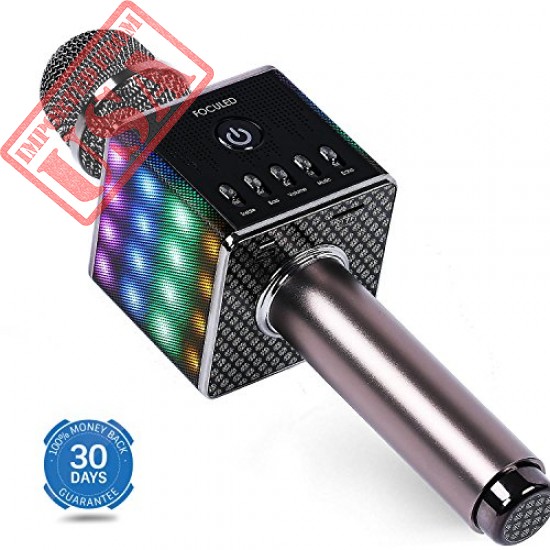 Portable Wireless Bluetooth Karaoke Microphone with LED lights, Built-in HIFI Dual-Speaker 10W and 2600mAH battery capacity, Handheld karaoke Mic Speaker Machine for Home KTV Birthday Party